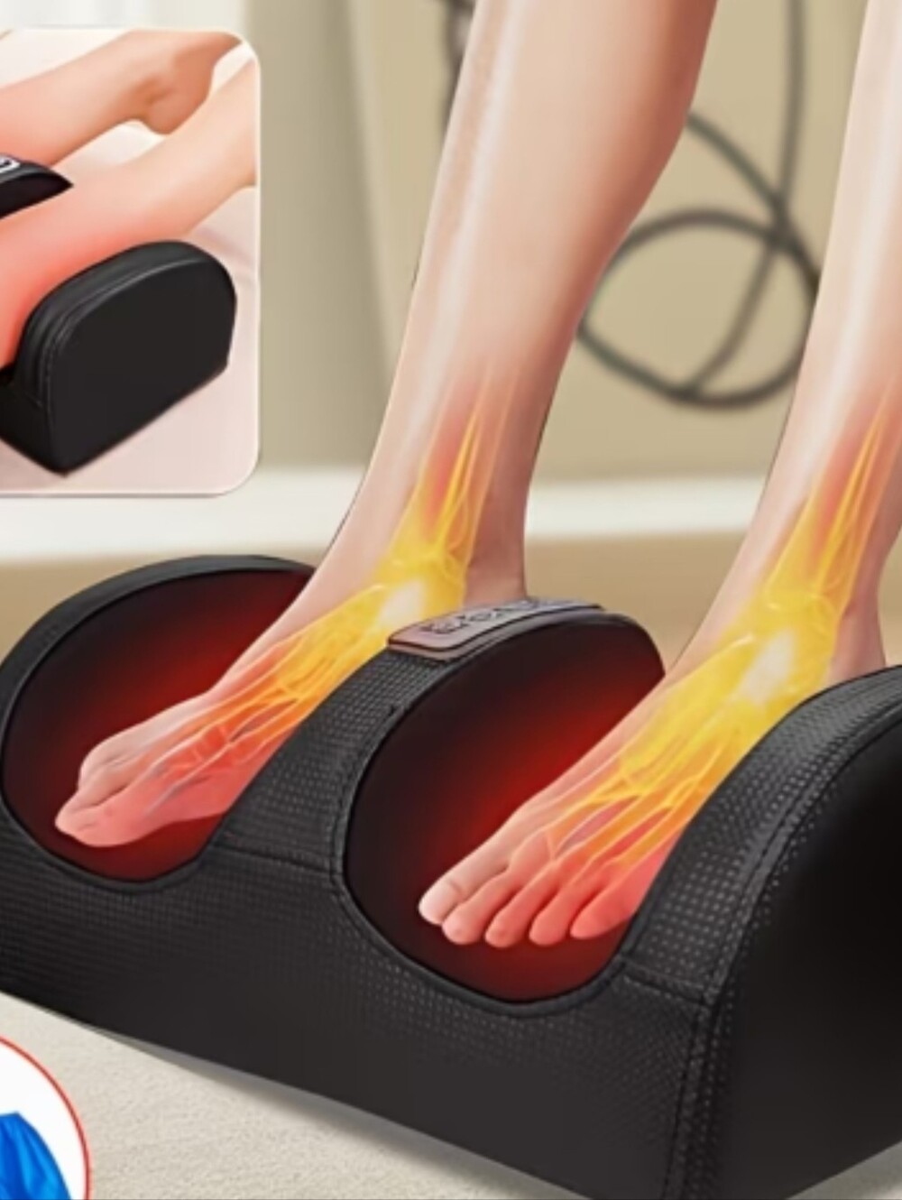 :Electric Foot Massager with Heat Deep Kneading Black